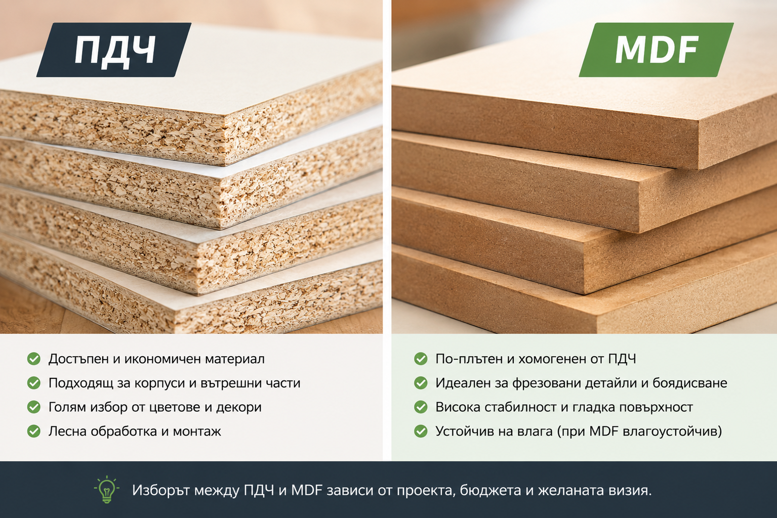 Разлика между ПДЧ и МДФ