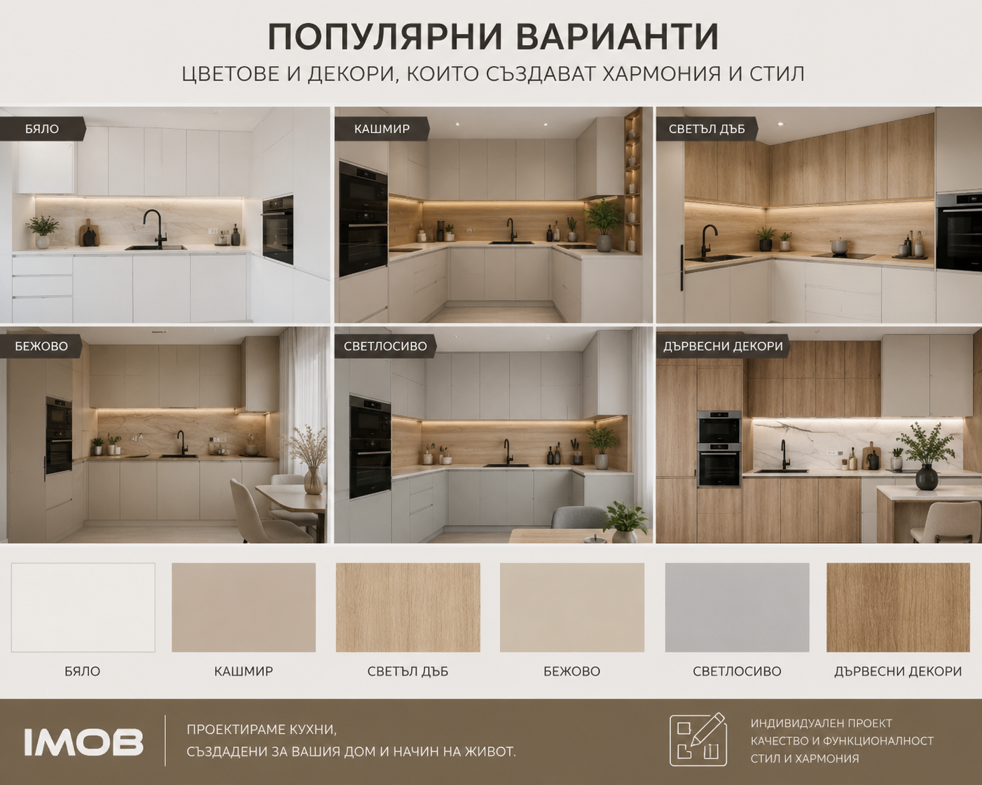 Прави, Г-образни и П-образни кухни за различни помещения