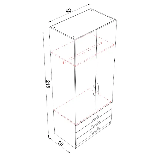 Двукрилен гардероб с чекмеджета Integra M09 — снимка 4