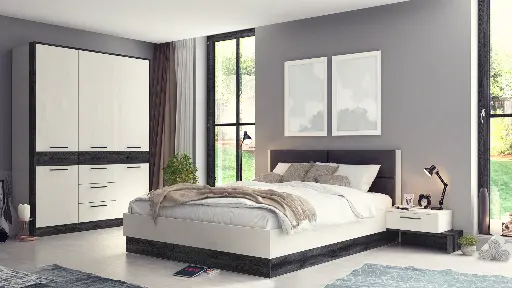 Гардероб Salerno (бял дъб коустланд + карбоново дърво, 124) — снимка 3