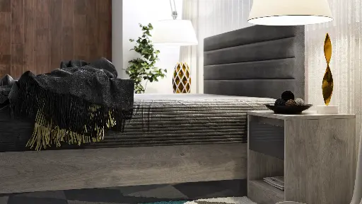 Спален комплект Modern (сив дъб кастело + МДФ антрацит гланц) — снимка 4