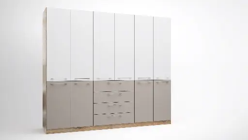 Спален комплект Ava 160 (златен дъб крафт + МДФ бял гланц + МДФ сиво делукс гланц) — снимка 8