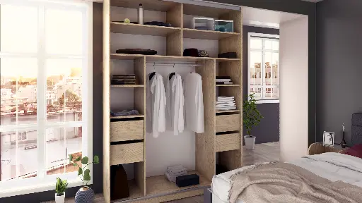 Гардероб Modena (дъб кремона торо + бяло, 160) — снимка 3