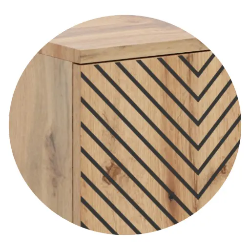 FONDI скрин с рафтове, метални крака (златен дъб крафт herringbone print) — снимка 4