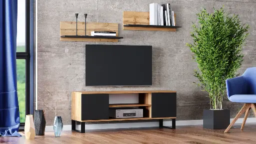 Полица Shelf (черно + златен дъб крафт) — снимка 2