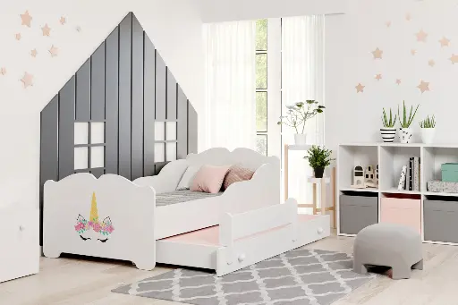 Детско разтегателно легло ANNA II 160 x 80 с принт (unicorn) — снимка 2