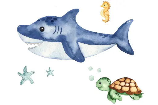 Детско двойно легло LUK II 160 x 80 с 2 матрака и различни мотиви (shark) — снимка 3