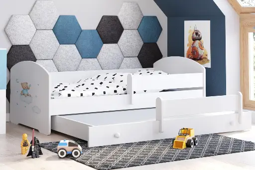 Детско двойно легло LUK II 160 x 80 с 2 матрака и различни мотиви (blue bear) — снимка 2