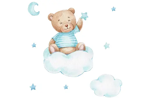 Детско легло Luk с парапет и чекмедже с различни мотиви (140 х 70 см, blue bear) — снимка 3