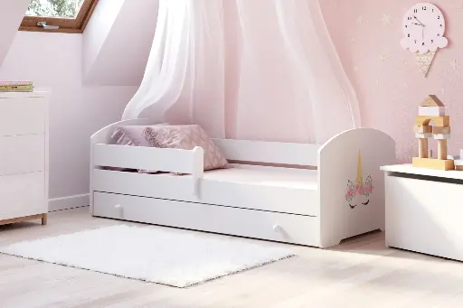 Детско легло Luk с парапет и чекмедже с различни мотиви (140 х 70 см, unicorn) — снимка 2