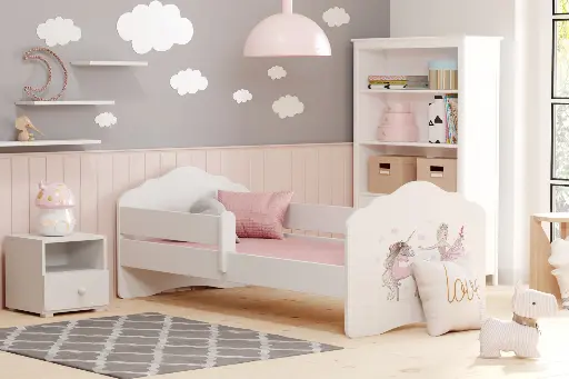 Детско легло FALA с парапет с различни мотиви (140 х 70 см, unicorn and girl) — снимка 3