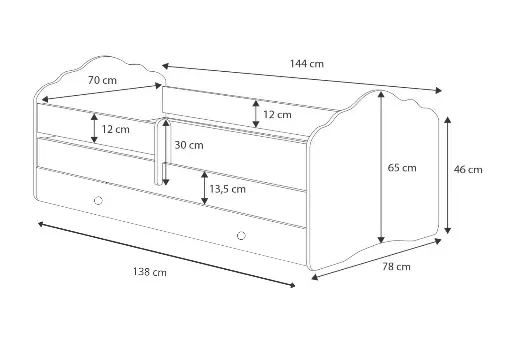 Детско легло FALA с парапет и чекмедже с различни мотиви (140 х 70 см, girl with wings) — снимка 5