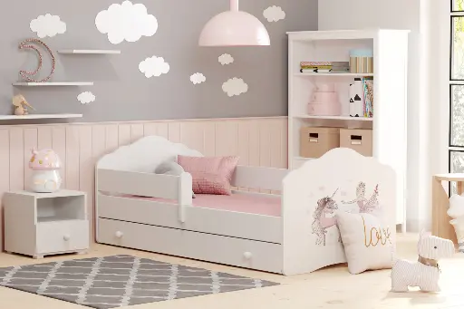 Детско легло FALA с парапет и чекмедже с различни мотиви (160 х 80 см, unicorn and girl) — снимка 3