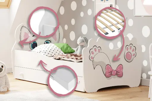 Детско легло Pink cat с чекмедже (140 х 70 см) — снимка 3