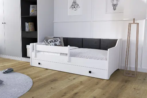 Детско легло Eryk 160 x 80 с чекмедже и цветни панели (графит) — снимка 2