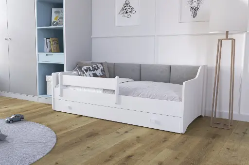 Детско легло Eryk 160 x 80 с чекмедже и цветни панели (бежов) — снимка 2