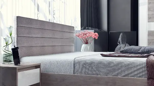 Спален комплект Modern 3 (сив дъб кастело + МДФ бял гланц) — снимка 2