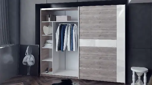 Спален комплект Modern 3 (сив дъб кастело + МДФ бял гланц) — снимка 4