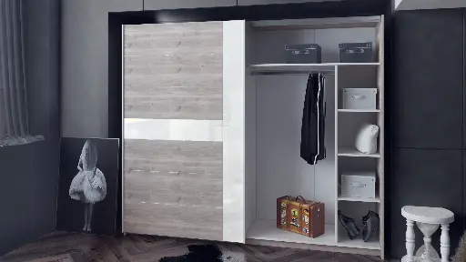 Спален комплект Modern 3 (сив дъб кастело + МДФ бял гланц) — снимка 6