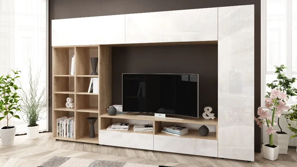 Секция Zita дъб небраска натурален H3331 ST10 Egger + МДФ бял гланц - cam 01.webp