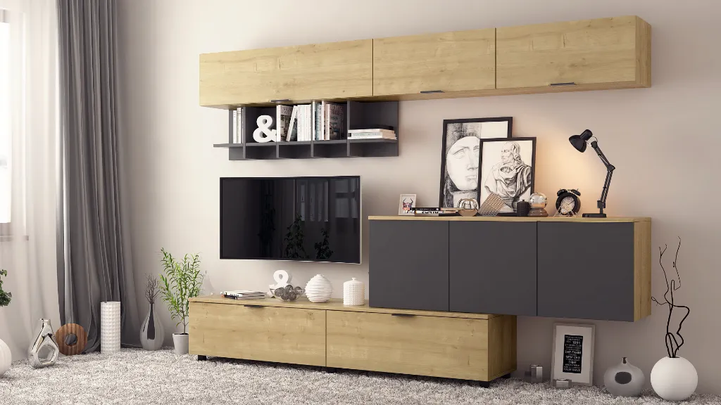 Секция Era дъб арлингтън натурален H3303 ST10 Egger + тъмен диамант U963 ST9 Egger- cam 02.webp