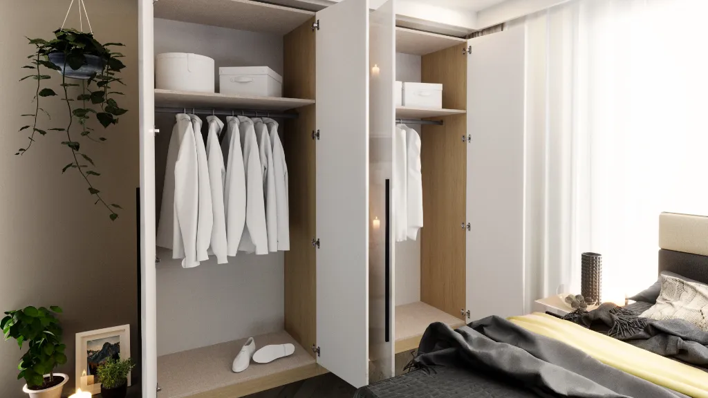 Спален комплект Zanardi C дъб виченца H3157 ST12 Egger + МДФ бял гланц - cam 04.webp