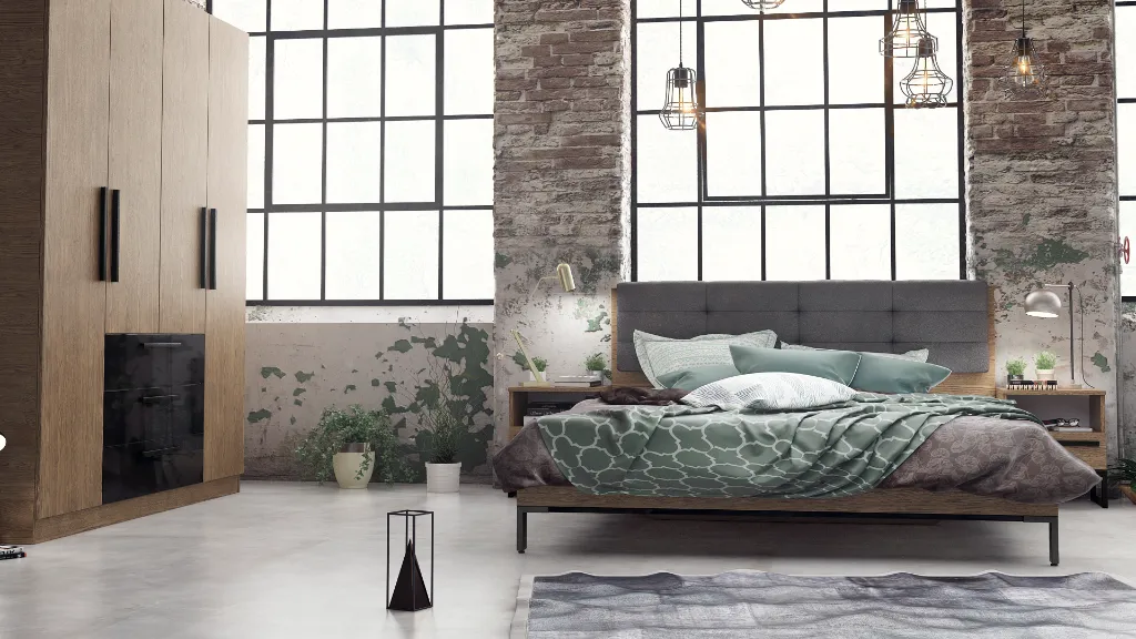 Спален комплект Maximo дъб белмонт H1303 ST12 Egger + black gloss MDF - cam 02.webp