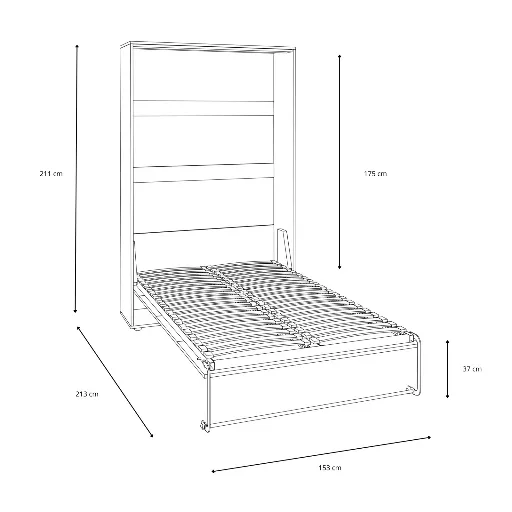 Вертикално сгъваемо стенно легло VERTO 140x200 (Сиво) — снимка 12