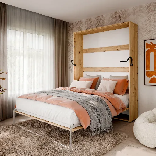 Вертикално сгъваемо стенно легло VERTO 160x200 (дъб артисан) — снимка 6