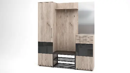Портманто Figaro (сив дъб кастело + МДФ антрацит гланц) — снимка 4
