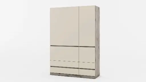 МС Moderato M06 - трикрил гардероб с чекмеджета (дъб фосил евоук + сатен) — снимка 2