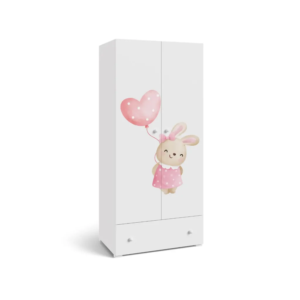 [011166] Гардероб Stella с две врати, чекмедже и графика зайче