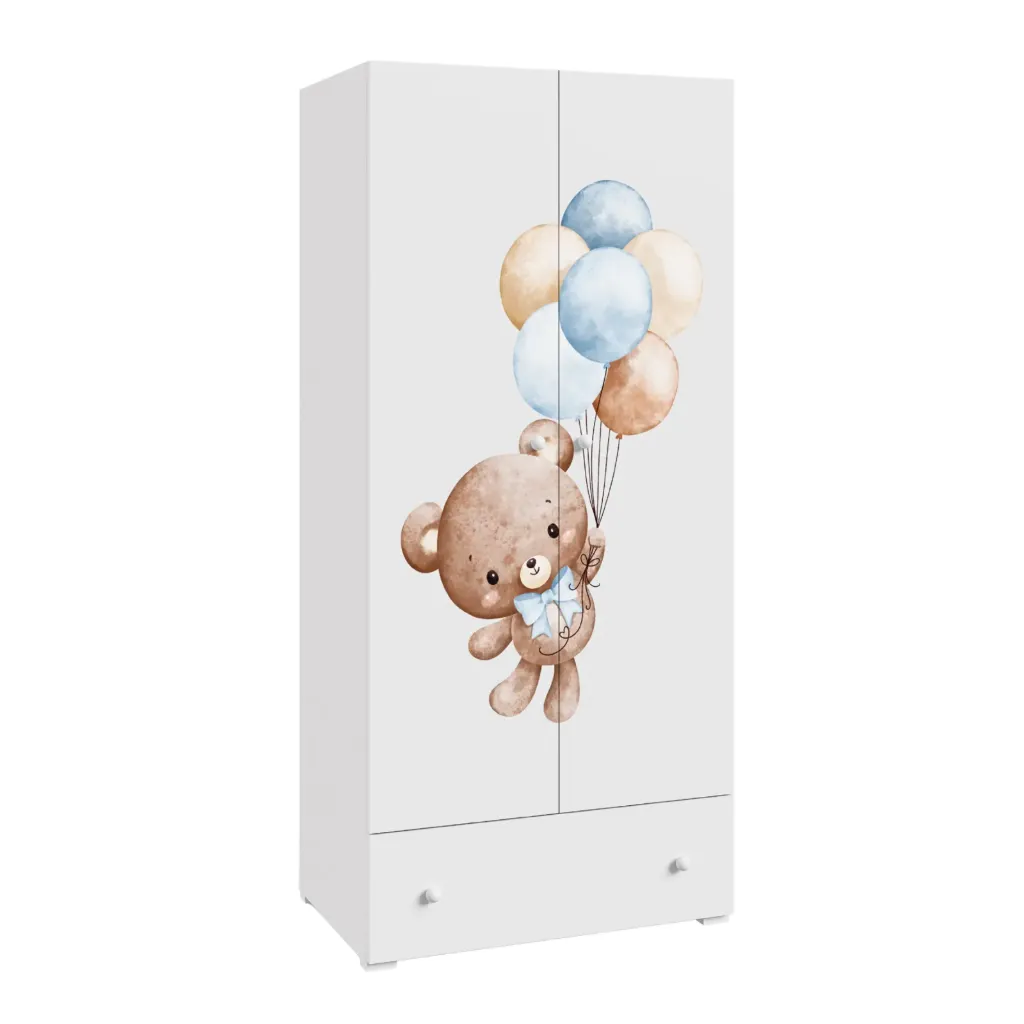 [011167] Гардероб Stella с две врати, чекмедже и графика Sweet bear