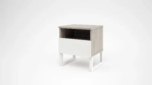 Нощно шкафче Modern M08 (сив дъб кастело + МДФ бял гланц)
