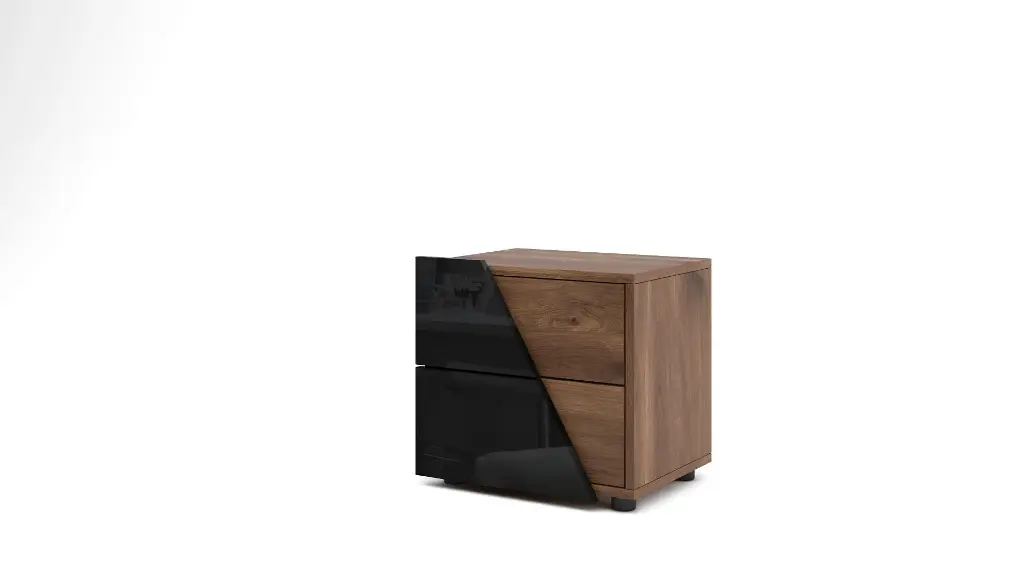 [002286] Нощно шкафче Agata (brandy castello oak + black gloss MDF)