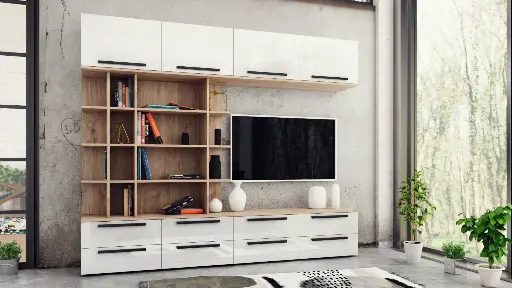 Секция Kiara 3 (златен дъб харбър + бял гланц)