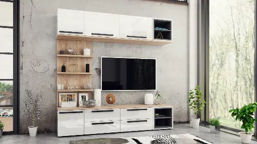 Секция Kiara 5 (златен дъб харбър + бял гланц)