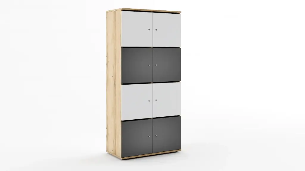 [1369] Sentinel M09- шкаф (крайбрежен дъб + МДФ лунна светлина + МДФ сиво делфин, 80)