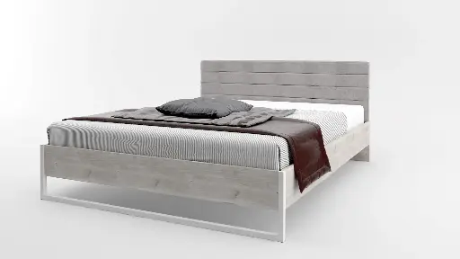 Легло Modern M07 160/200 (сив дъб кастело + МДФ бял гланц)