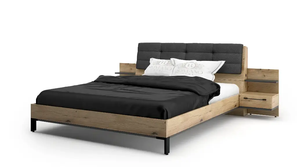 [003507] Легло Pulsar с ракла и нощни шкафчета (крайбрежен дъб + антрацит, 140 х 200 см)