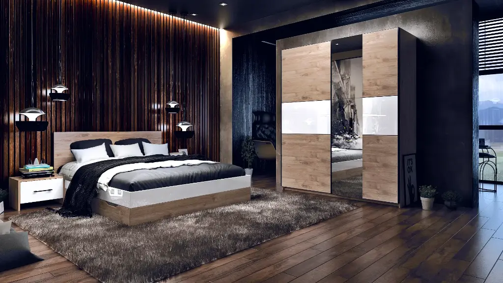 [428] Спален комплект Integra II (gold harbor oak + white gloss MDF)