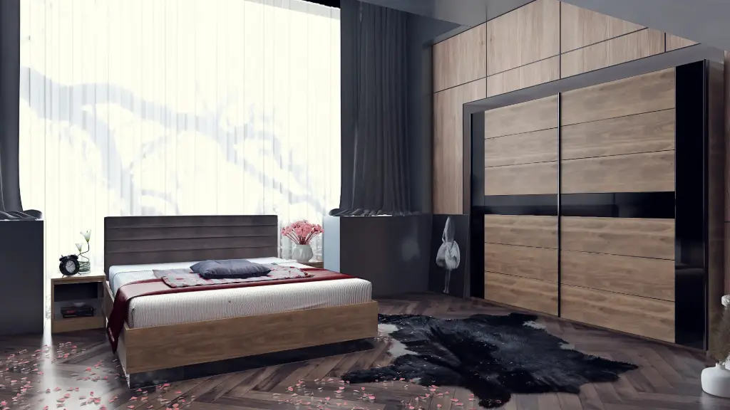 [004384] Спален комплект Modern II (brandy castello oak + black gloss MDF)