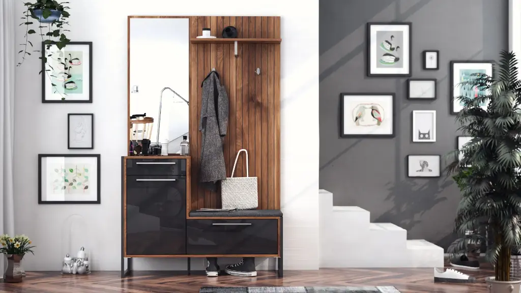 [1167] Портманто Uni (brandy castello oak + black gloss MDF)