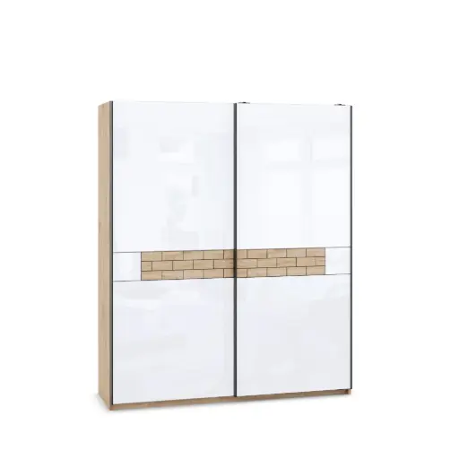 Гардероб SLine 07 (златен дъб харбър + МДФ бял гланц, 200, V03)