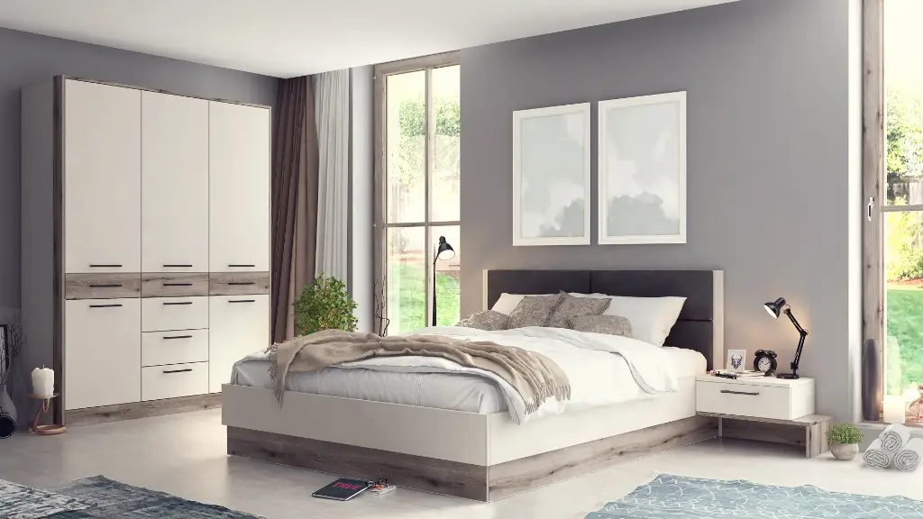 [1230] Спален комплект Salerno (дъб фосил евоук + сатен)