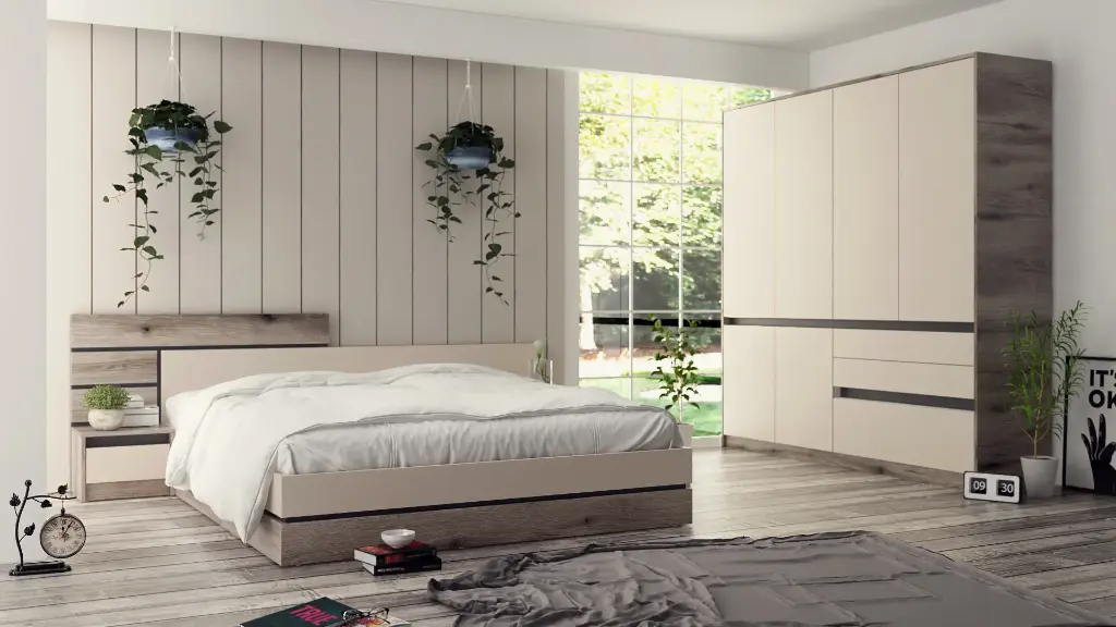 [1233] Спален комплект Livorno (fossil evoke oak + champagne)