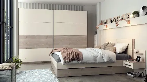 Спален комплект Treviso (сив дъб кастело + сатен)