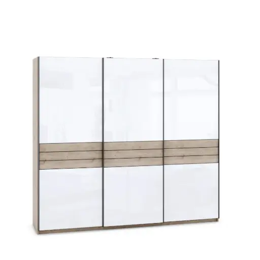 Гардероб XLine 03 (сив дъб кастело + МДФ бял гланц, 240, V15)