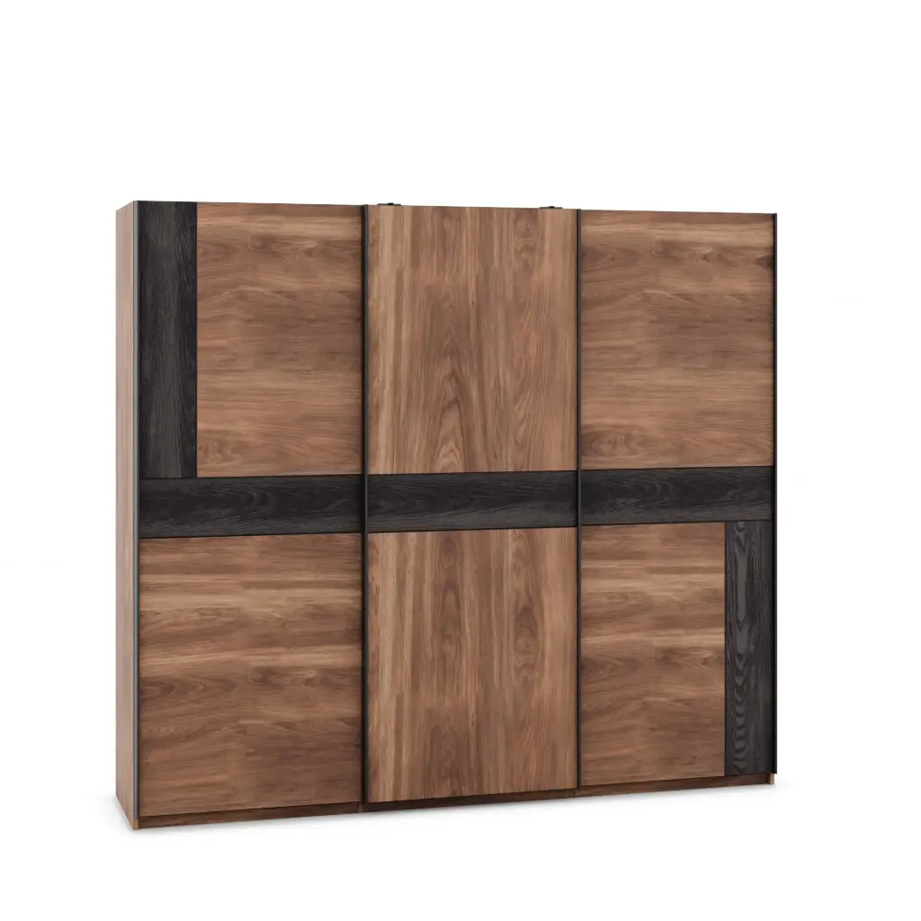 [007563] Гардероб XLine 04 (brandy castello oak + black gloss MDF, 180, V10)