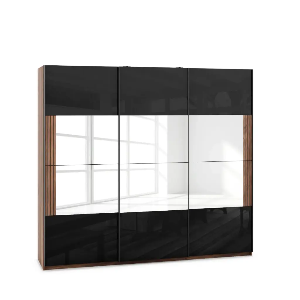 [007893] Гардероб XLine 06 (brandy castello oak + black gloss MDF, 180, V10)